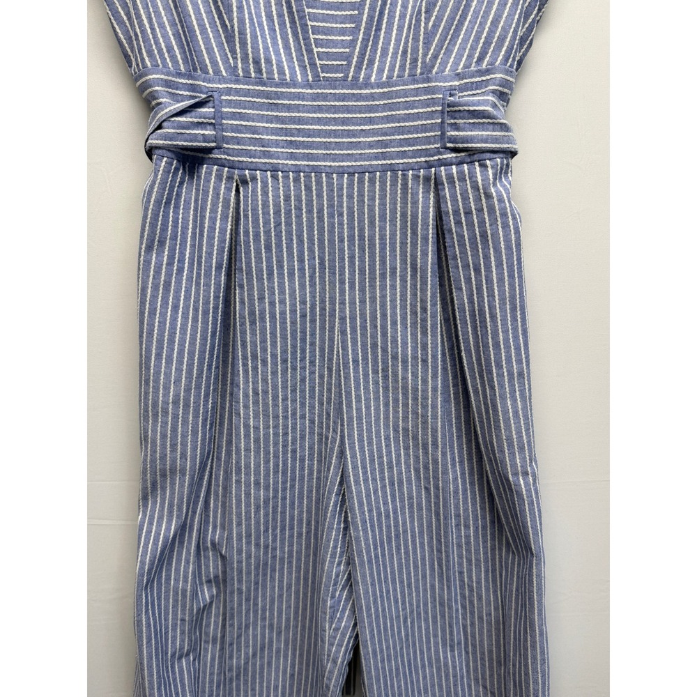 1901 Anthro Wide Leg Jumpsuit V-Neck Ruffle Shoulder Tie Waist Summer 12 Cruise - Picture 3 of 11